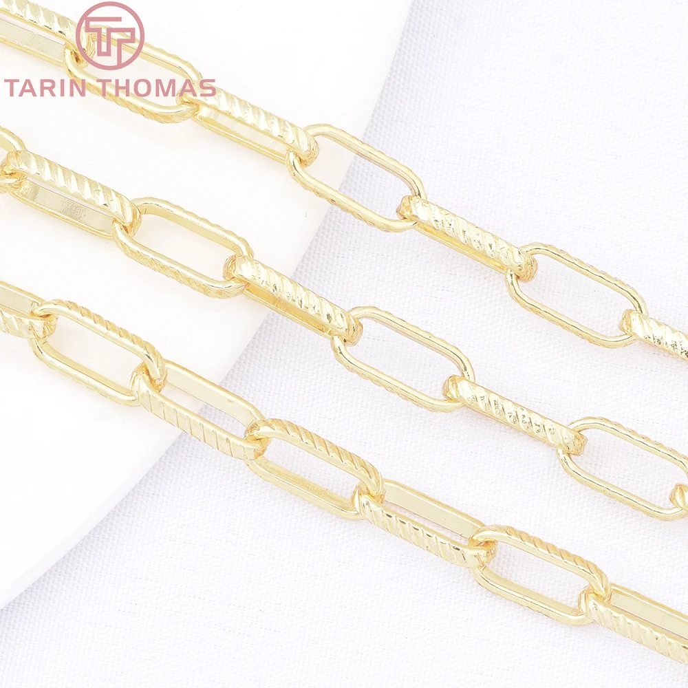 (10069) 2Meters 4x9MM 18K Gold Color Brass Alloy Diagonal Striped Necklace Chains Bag Chain High Quality DIY Jewelry Accessories