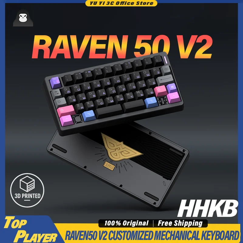 

Raven50 v2 Mechanical Keyboard Barebone Kit Hot Swappable FR4 PCB Plate PORON Foam Filling HHBK WKL with 6.25u/7u Spacebar