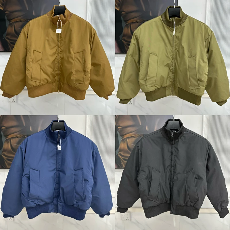 Black Blue Green Brown Stand Up Collar Cotton Zipper Jacket Men Women Winter Thick Baseball Jacket Flight Down Jackets