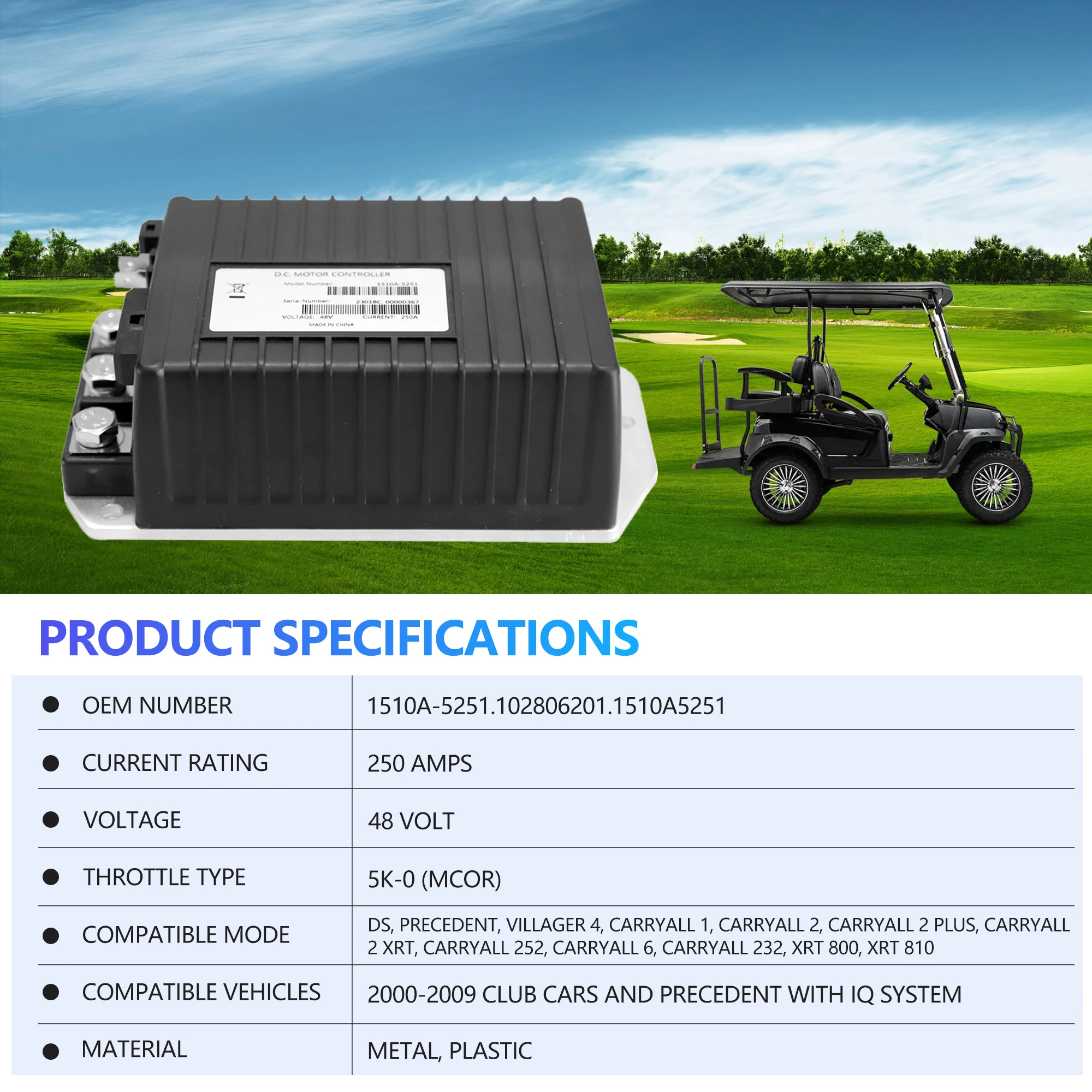 1510A-5251 48 فولت 250A وحدة تحكم المحرك تناسب كورتيس نادي السيارات DS سابقة عربة جولف #6