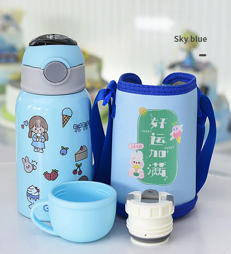 Xiaomi Children Smart Water Bottle Keeps Cold And Heat Cartoon Bouncing Cup Cup With Straw Belly Water Bottle For Children