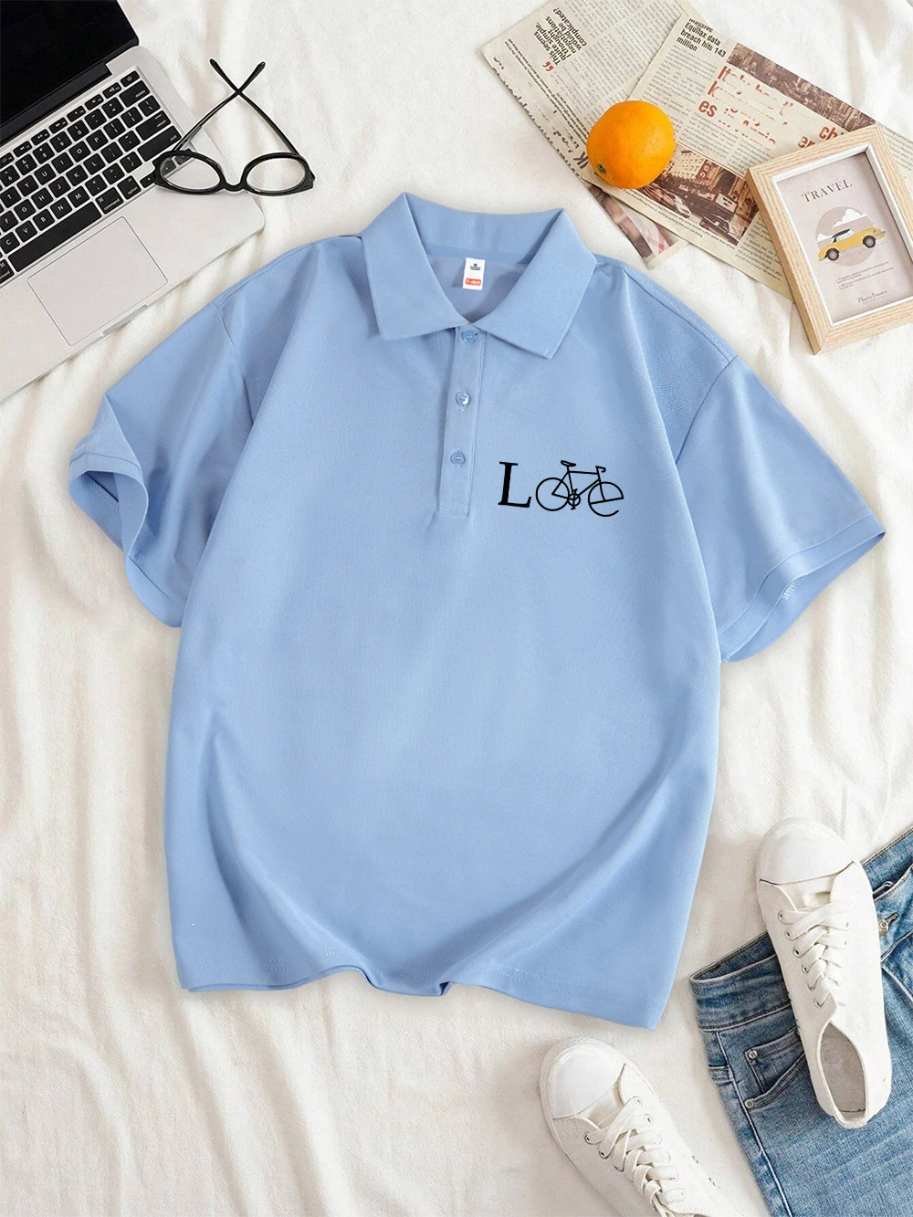 

My Favorite Sport Is Cycling Printed Polo Shirt Womens Basics Breathable Comfortable Lapel Tops All-Match Trendy Womans Clothes
