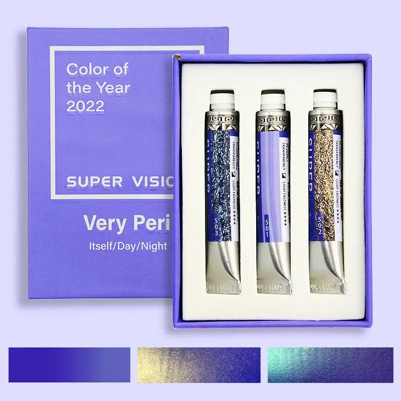 

Super Vision Natural Mica Metallic Watercolor Paint Tube Set 3 colors Professional 8ML Water Color for Painting Art Supplies