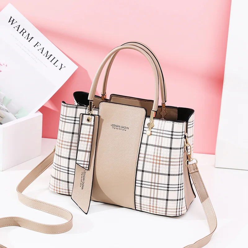 Women\'s New Style Temperament Korean Versatile Plaid Women\'s Bag Single Shoulder Messenger Bag  HB1988 28X13X19CM