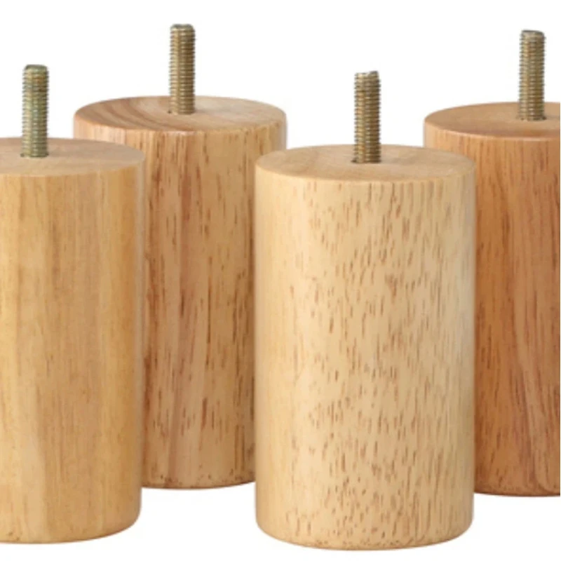 Screw Sofa Legs Solid Wood Legs Cylinder TV Cabinet Bedside Table Tea Table Legs Bed Support Legs Raise Furniture Legs Wooden