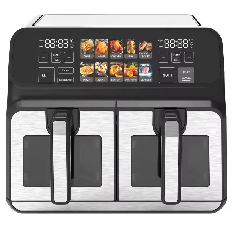 Smart Digital Control Air Fryer Oven Large Capacity without Oil 9L Dual Basket Multi-function Electric