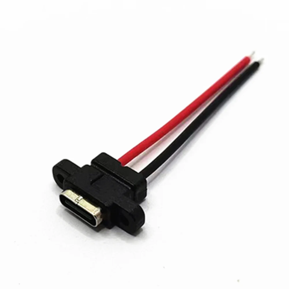 USB 3.1 Connector Type-C 2Pin SMD SMT Welding Wire Female Waterproof Female Socket Rubber Ring High Current Fast Charging port