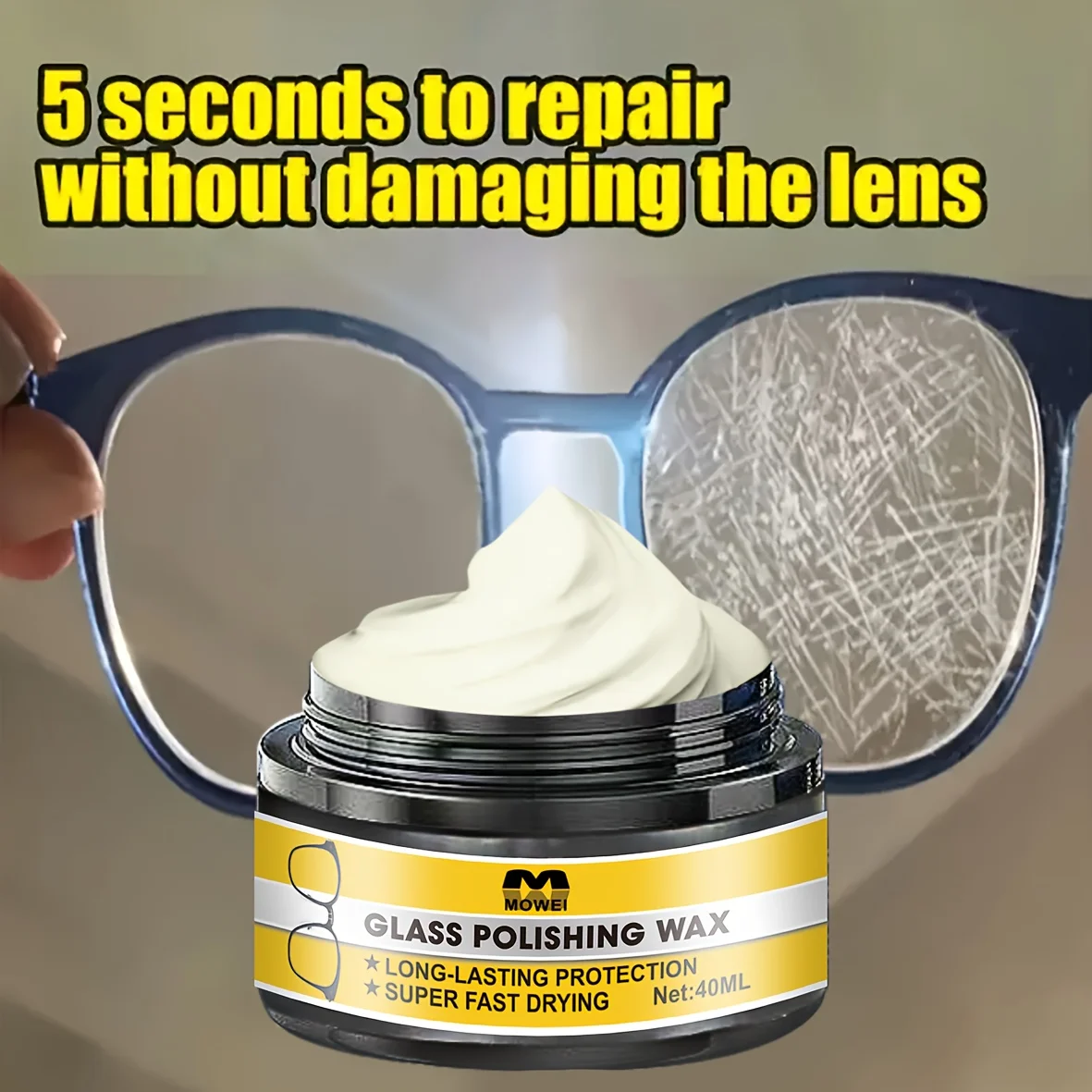 Multi-Purpose Glass & Lens Scratch Repair Kit – Multi-Function Polish & Refinishing Agent – Restores Clarity & Smooth Finish