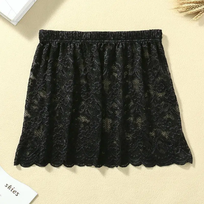 2024 New Fashion Autumn Winter Slips Women Casual Lace perspective Mini Skirts Ladies Basic Skirt petticoat Underskirt for Lady