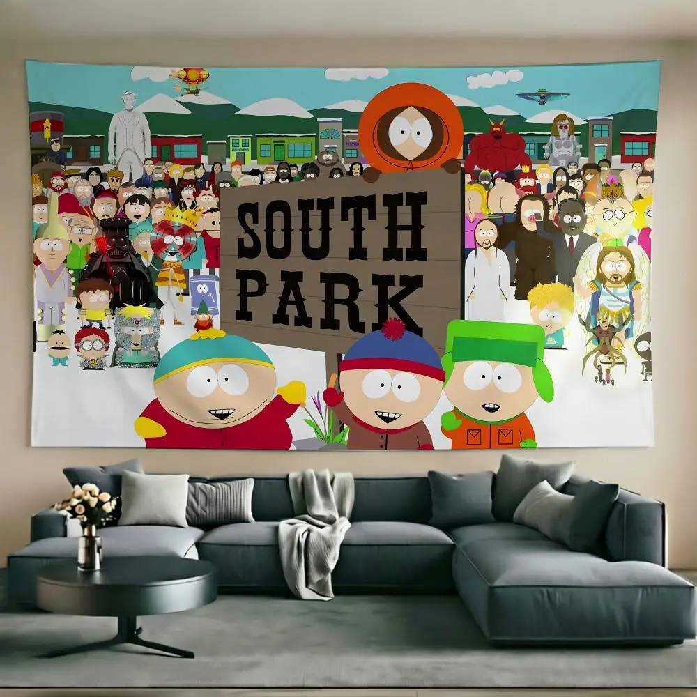 Cartoon S-South Cute P-Park Wall Tapestry Soft Tapestry Wall Hanging Decor for Daily Living Home Room Bedroom