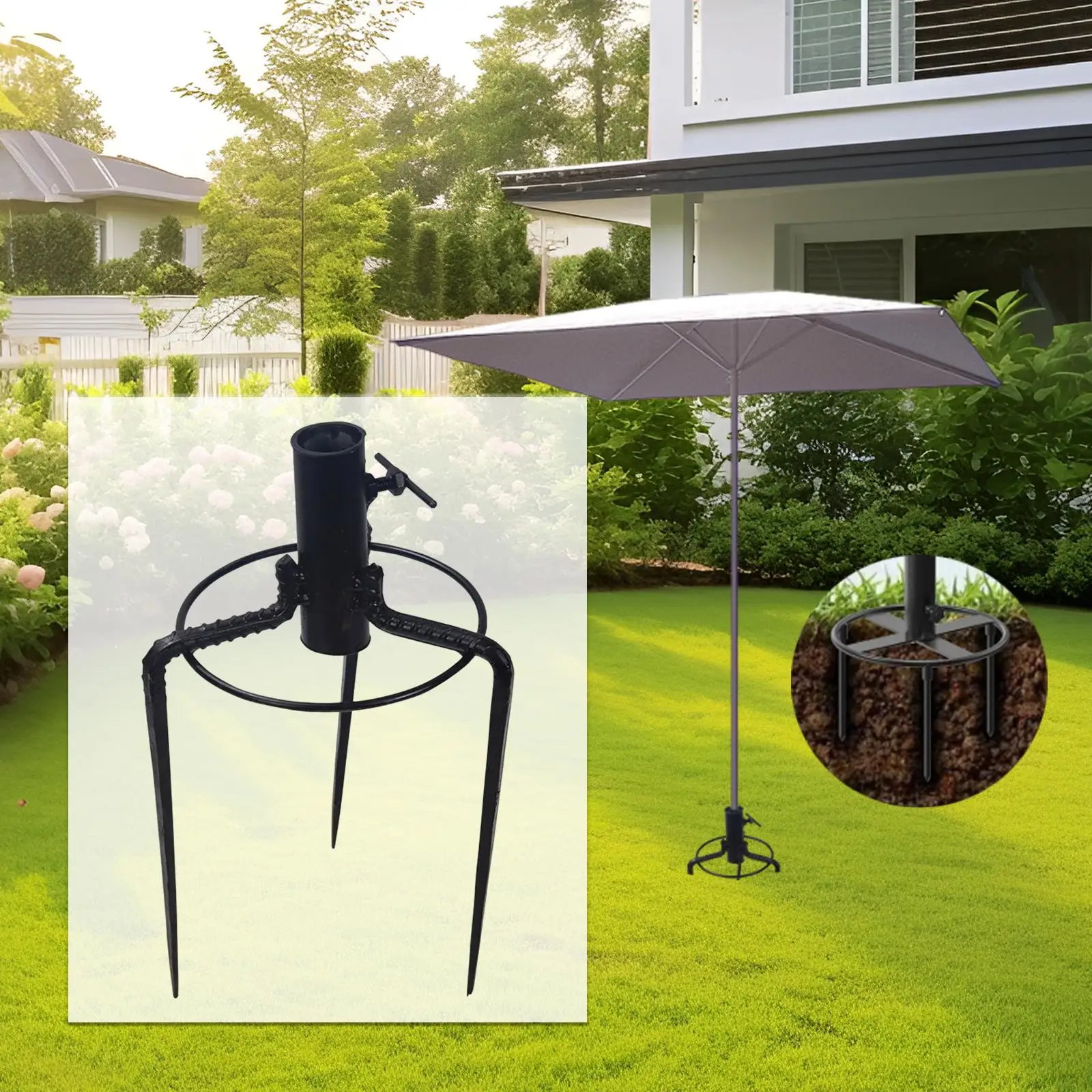 Umbrella Sand Anchor Portable,Heavy Duty Insert,Stand,No Dig,Ground Anchor Parasol Base Mount for Balcony Yard Lawn Poles Field