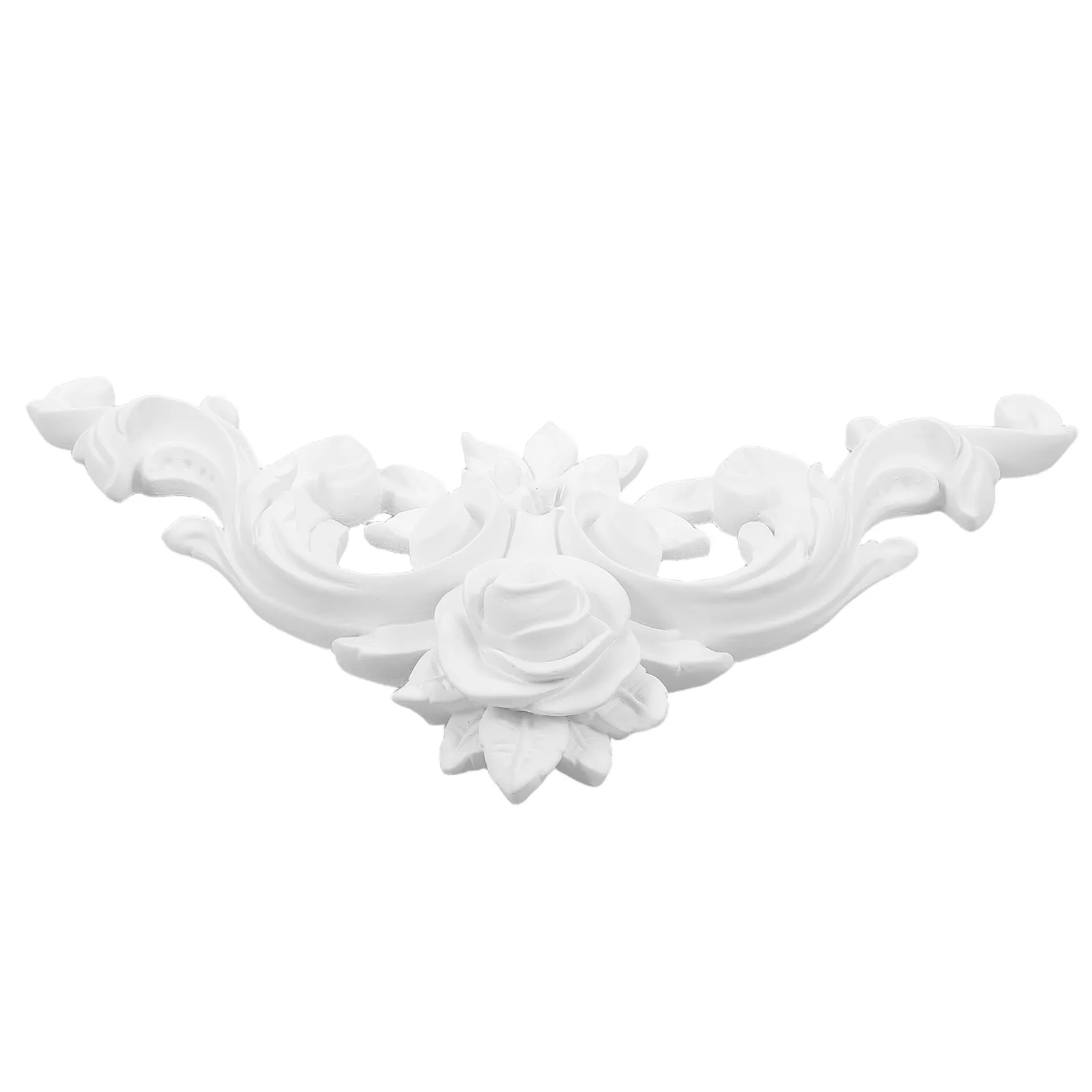 White Polyurethane Corner Applique Baroque Floral Rosette Molding Trim for Ceiling Wall Panel Decor