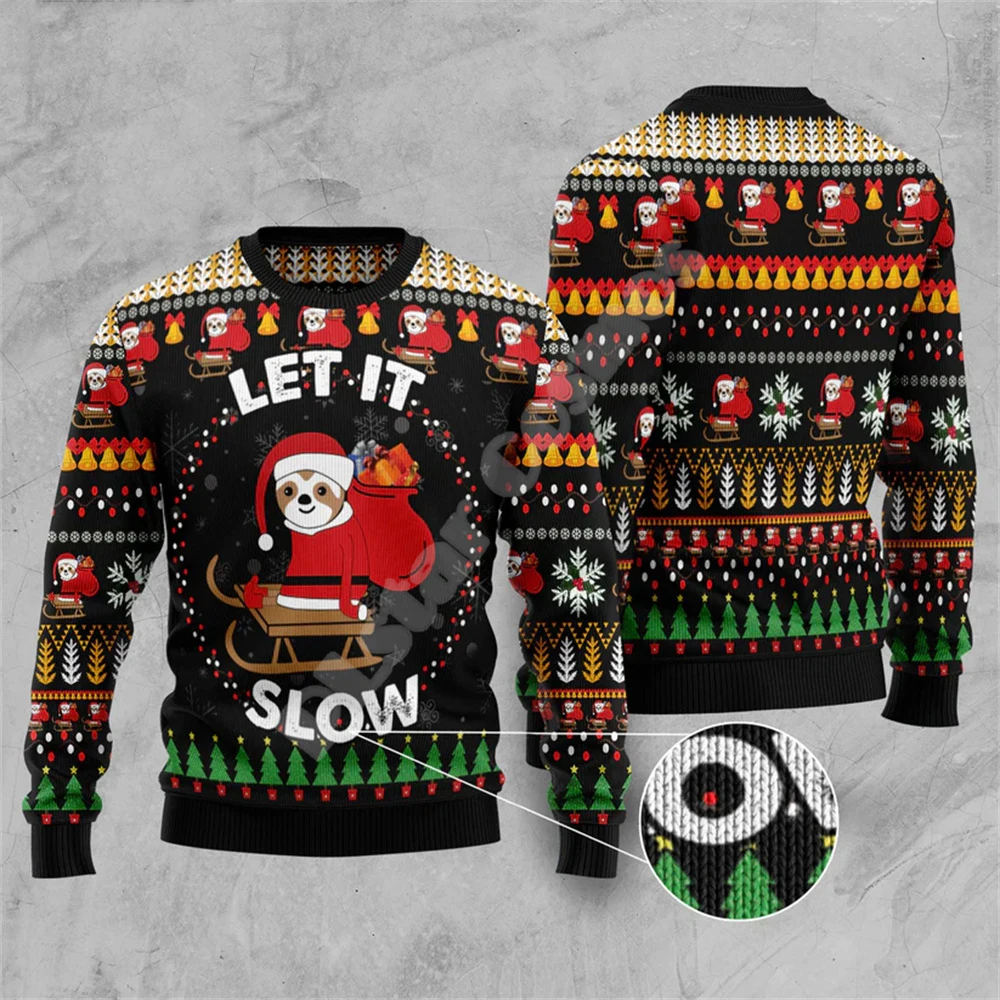 Christmas Halloween Tree Santa Claus Tattoo Animal Ugly Sweater Streetwear 3DPrint Harajuku Casual Pullover Winter Sweatshirts Q