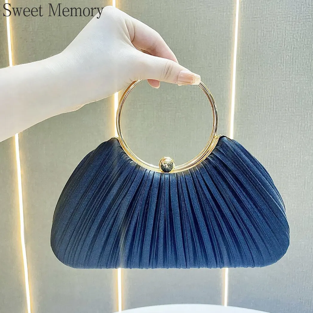 J137 Bags 2025 Sweet Memory Women Handbag, Pleated, Dinner Bag, Small Handbag Princess Socialite Banquet One Shoulder Bags