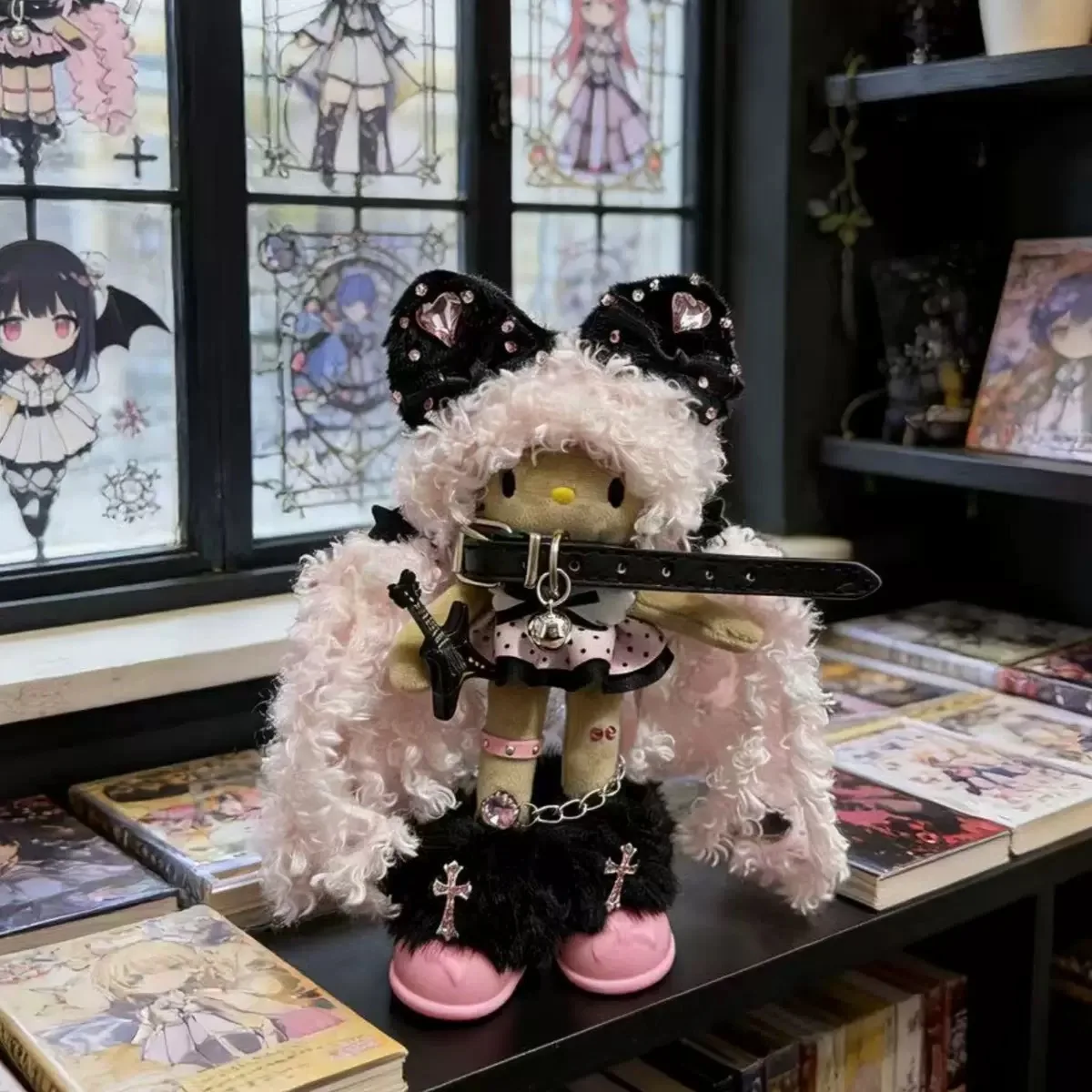 sinaeey-sweet-cool-kitty-charm-plush-doll-girls-cute-small-accessories-curly-hair-long-legs-explosion-head-bag-hanging-ornament