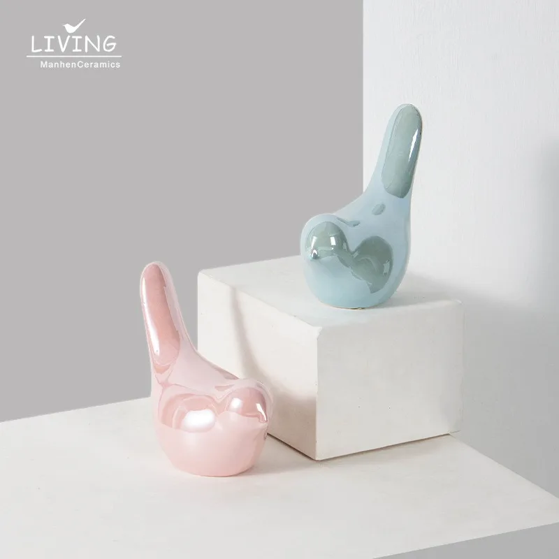 Nordic Modern Ceramic Bird Ornament Creative Cute Style Home Decor Soft Model Craft for House