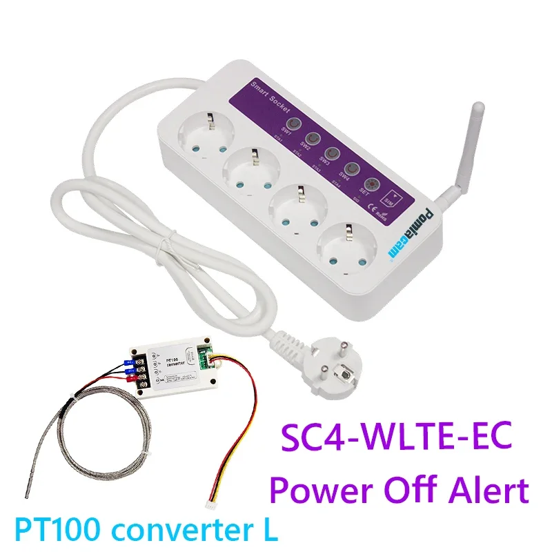 Smart Socket SC4-GSM 4G Smart Remote Control OFF/ON Power Switch Plug Socket 4CH Smart Socket 16A SMS Optional Temp Converter