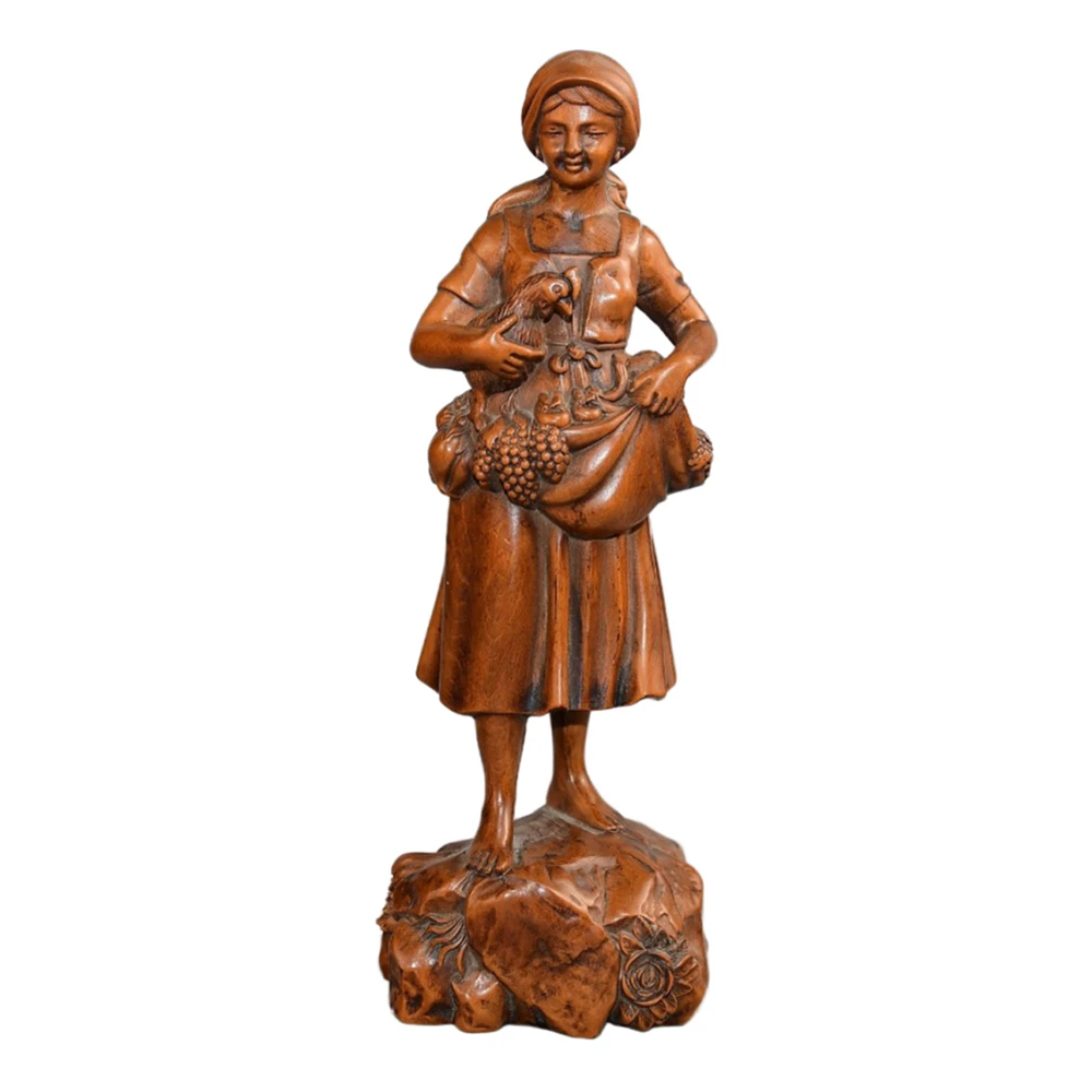 Petite Figurine sculptée en bois, Sculpture de ferme pour femme, décor de campagne rustique, contenu de confondance, gratitude, vente en gros, joie