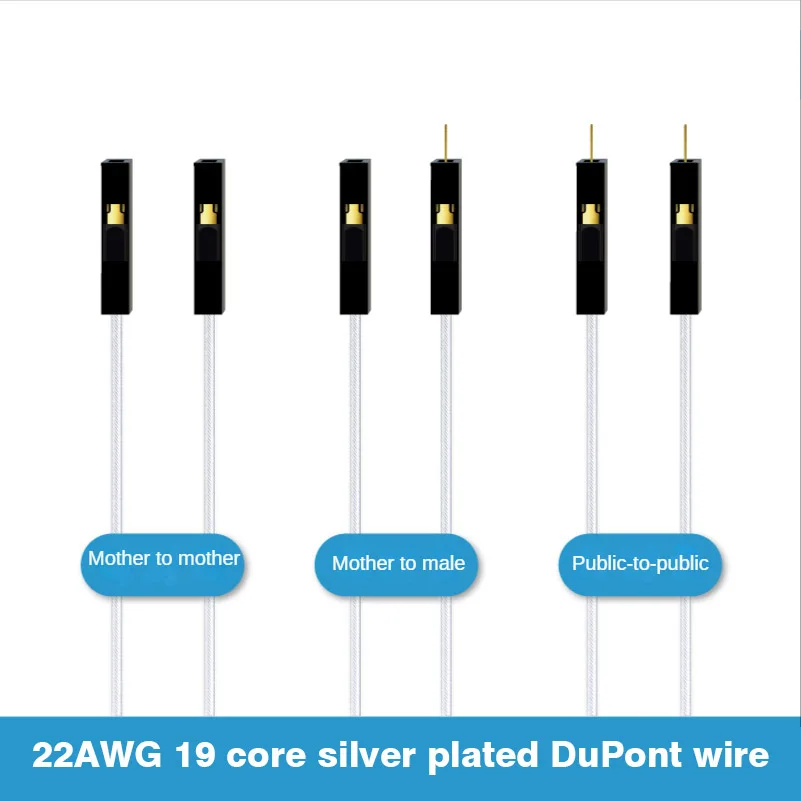 Серебристый 22-AWG 19-жильный кабель DuPont, 1/2/3/4-контактный двуглавый разъем «мама/папа», длина 10-50 см, выберите свой тип