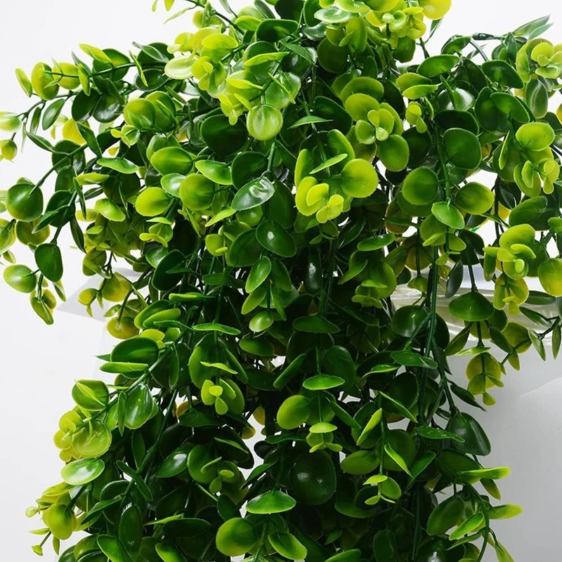 Eukalyptusblatt, künstliche Pflanzenrebe, zum Aufhängen, grüne Kunstpflanze für Zuhause, Raumdekoration, Garten, Hochzeit, Dekoration, Outdoor-Ornament – Detail 5
