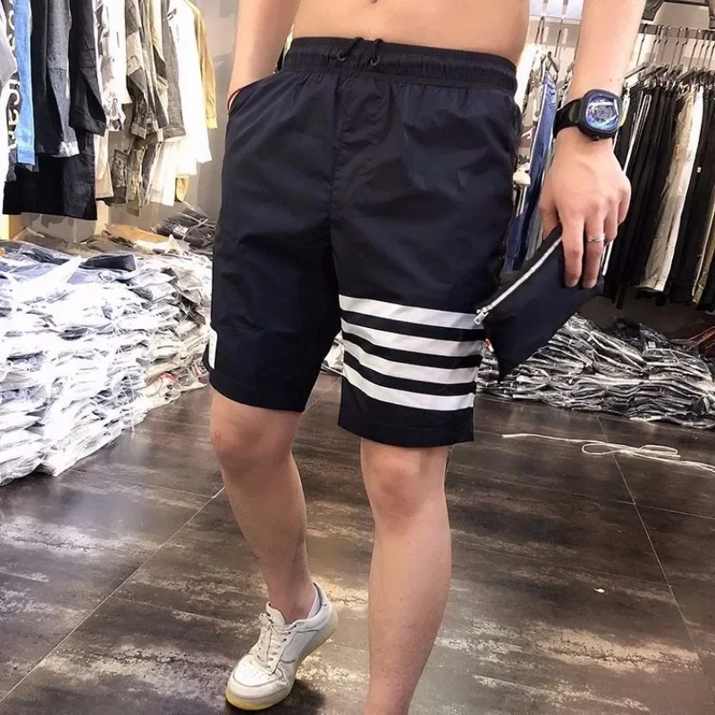 Shorts for Men Black Quick Dry Striped Man Short Pants Oversize New in Pant 2024 3 Quarter Summer Xl Thin Designer Personalizate