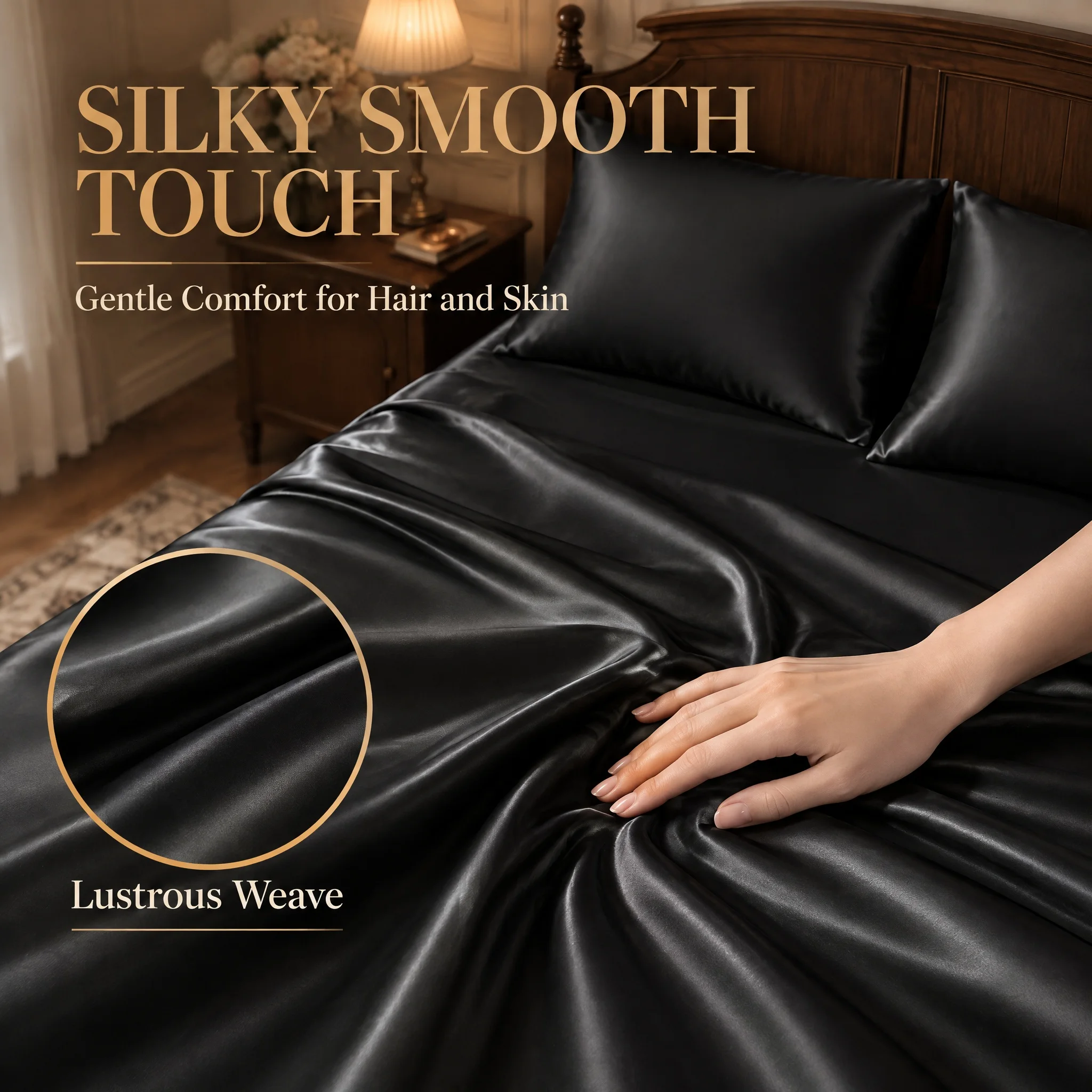 3Pcs Deep Pocket Fitted Sheet Set 1 Fitted Sheet 2 Pillowcases Luxury Smooth Bedding Wrinkle Fade Resistant Mattress Cover Easy Care for Bedroom Hotel Apartment Wedding Gift