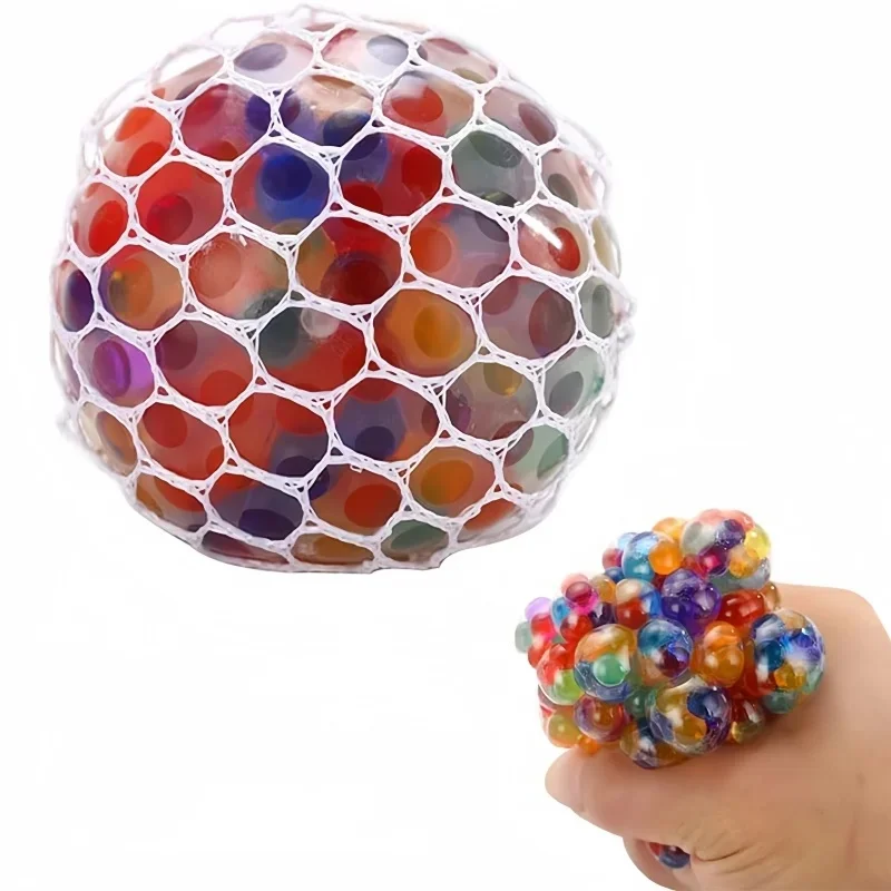 1/3/7 Stück 6cm Regenbogen-Perlen-Stressball für Kinder, TPR Quetsch-Traubenball, Entspannungs- und Dekompressionsspielzeug für Erwachsene und Teenager