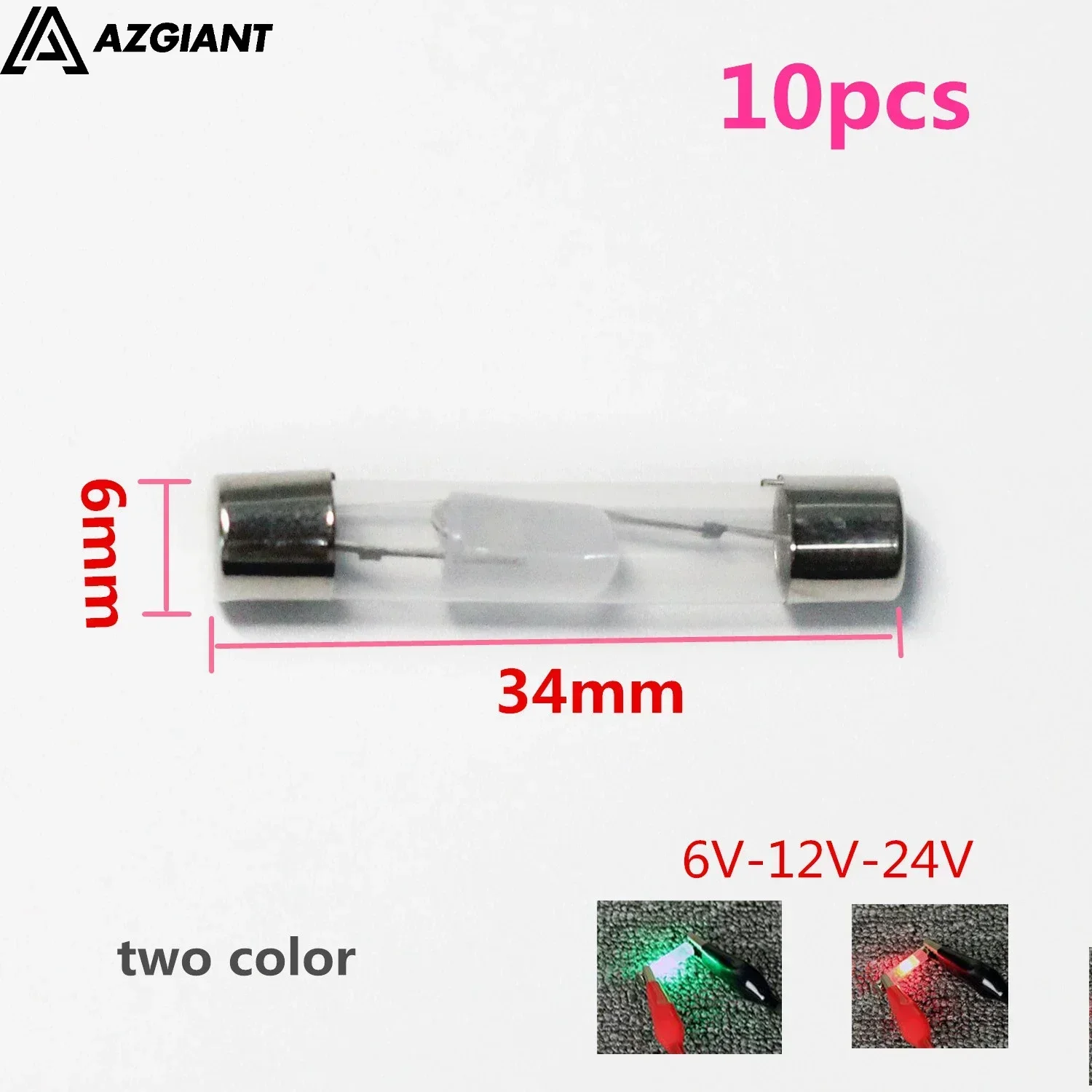 10pcs/lot 6*34mm 6.2*25.5mm bulb for Car Circuit DC Tester 6V 12V 24V Voltage Auto Vehicle Gauge Test Light Measuring Pen