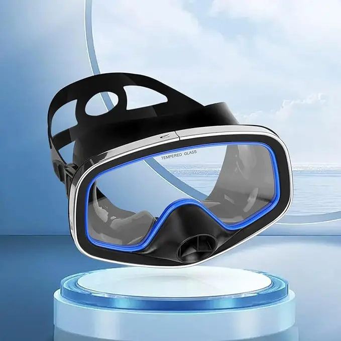 

Панорамная маска для дайвинга из закаленного стекла с перекрестными линзами, водонепроницаемые противотуманные силиконовые очки для прогулок, спортивная морская рыбалка, дайвинг