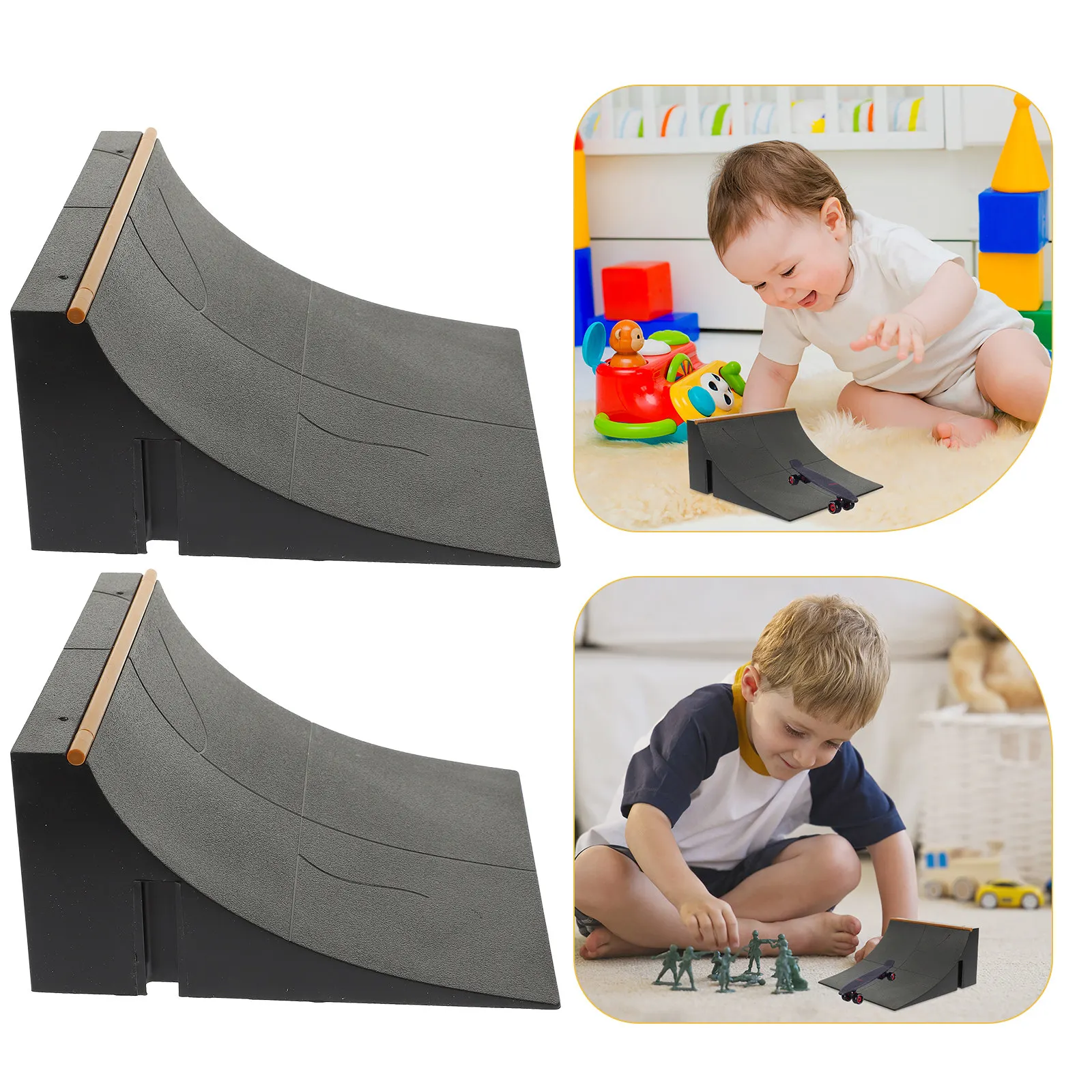 

2Pcs Finger Skateboard Ramp Set Realistic Mini Skate Park Props for Office Home Travel Training Fingerboard