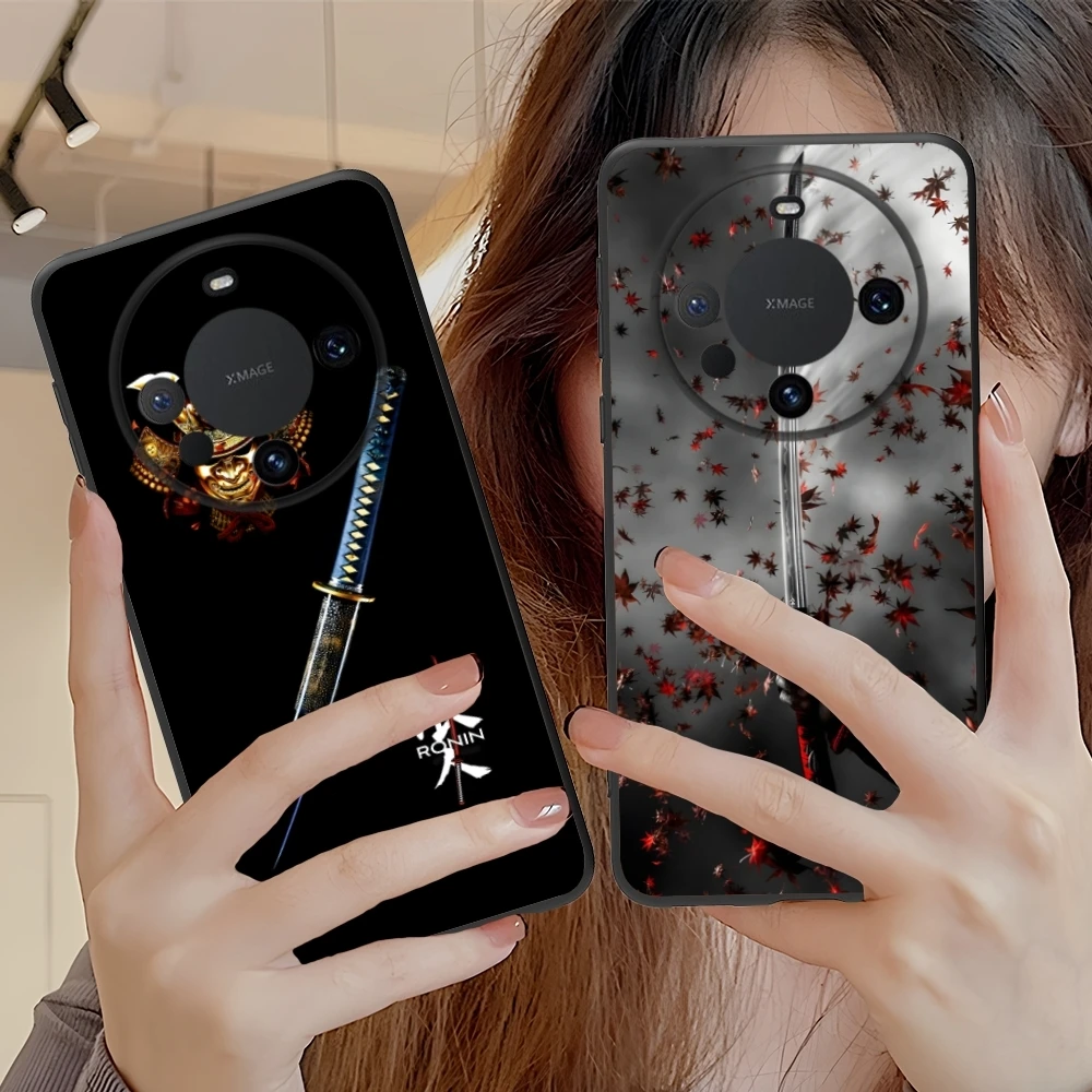 Katana Samurai Ronin Mobile Cell Phone Case for Huawei Mate 60 50 40 30 20 10 Pro Plus Lite E 5G Black Soft Phone Cover Shell