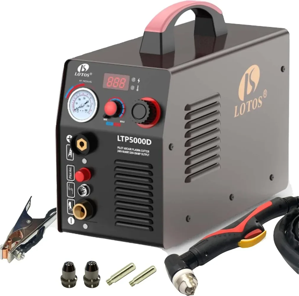 

LTP5000D Plasma Cutter 50 Amp Non-Touch Pilot Arc Plasma Cutter Machine5/8 Inch Clean Cut 3/4 Inch Severance Cut Dual Voltage