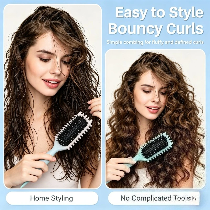Salon Styling Curly Hair Styling Brush Curl Hair Brush for Combing and Shaping Men's and Women's Curls Reduce Pulling Tools