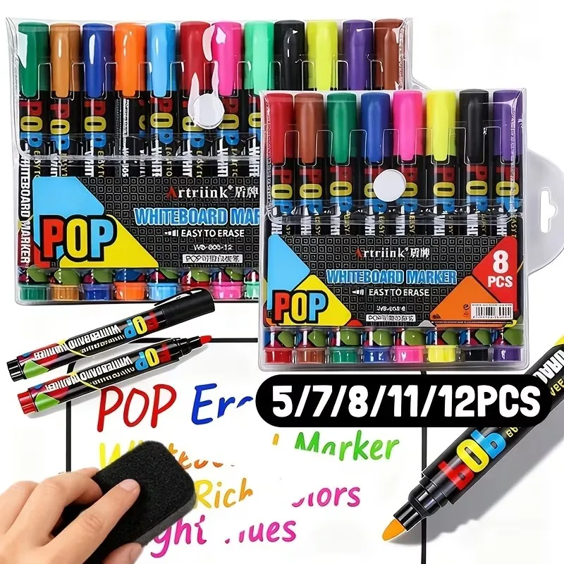 conjunto-de-marcadores-para-quadro-branco-pop-de-8-12-cores-apagaveis-recarregaveis-seguros-nao-toxicos-alta-capacidade-itens-para-escritorio-conferencias-e-educacao