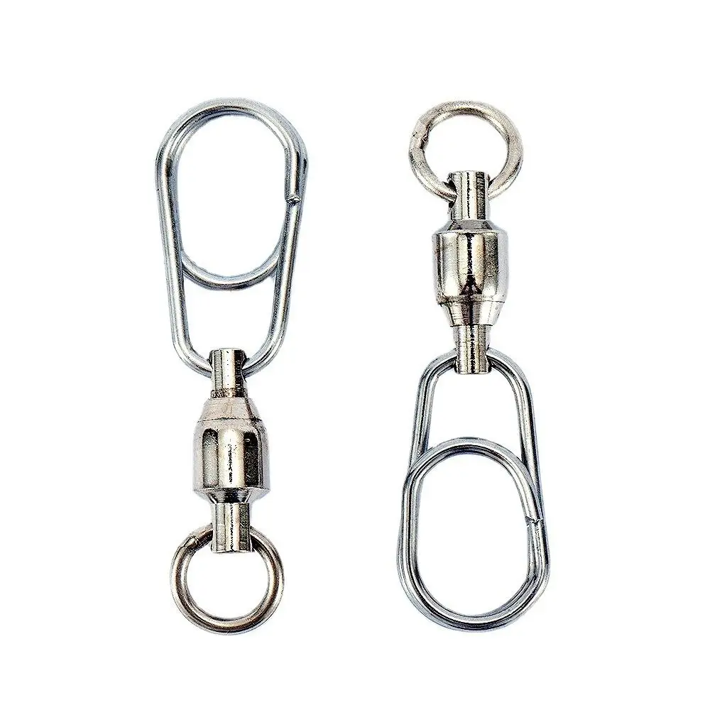 Strengthen Lure Connecting Ring Stainless Steel Hooked Oval Split Rings Snap Rolling Jig Connector Bearing Swivel