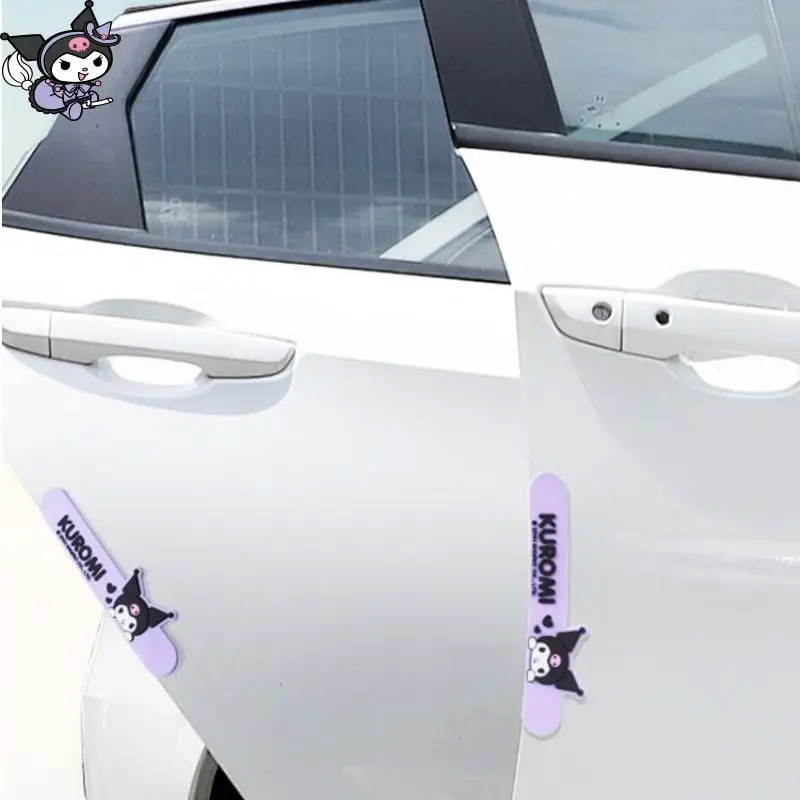 Car Door Handle Reversing Mirror Anti-Collision Strip Anime Cartoon Kuromi Bumper Door Bowl Anti-Scratch Decorative Accessories