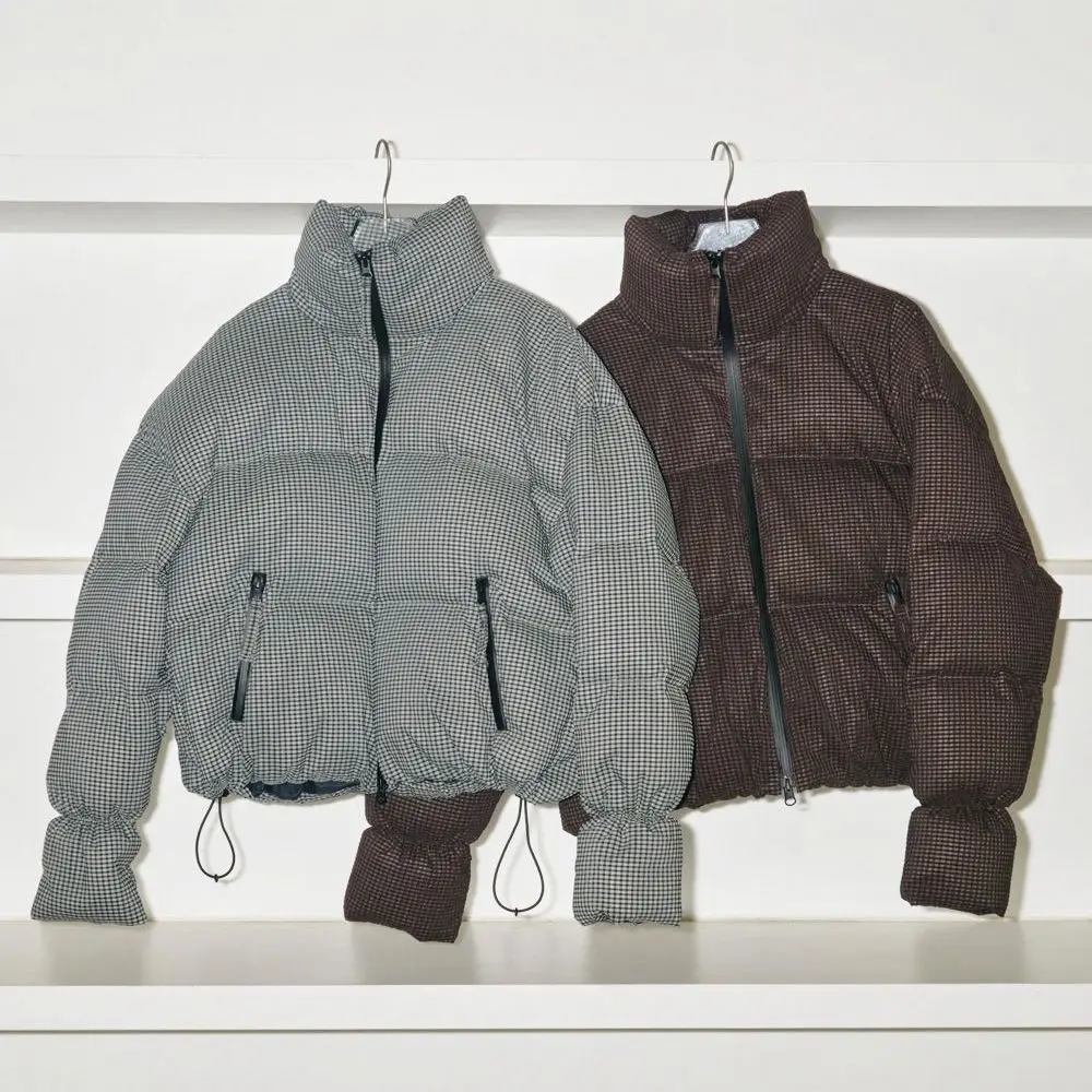 

Теплая ретро-куртка с высоким воротником и мелкой клеткой, пуховик TODAYFUL 2025, новинка зимы, женская мода
