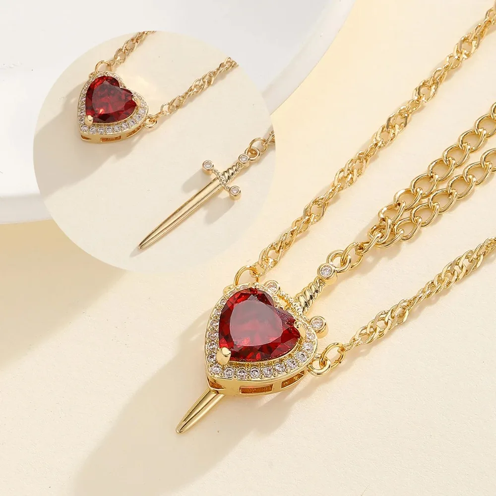 سنو وايت والصياد زوجين قلادة القلب السيف قلادة قلادة للنساء رومانسية هدايا عيد الحب المجوهرات