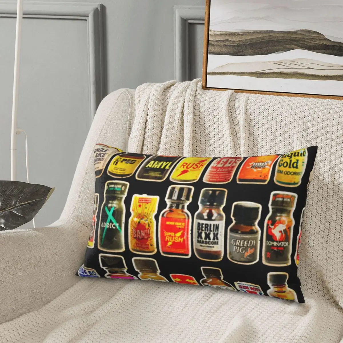Poppers Bottles Gay Rush Jungle Juice Amyl Inhaler Rectangle Pillowcase Cushion Cover Decorative Bed Home Comfort Throw Pillow view 2