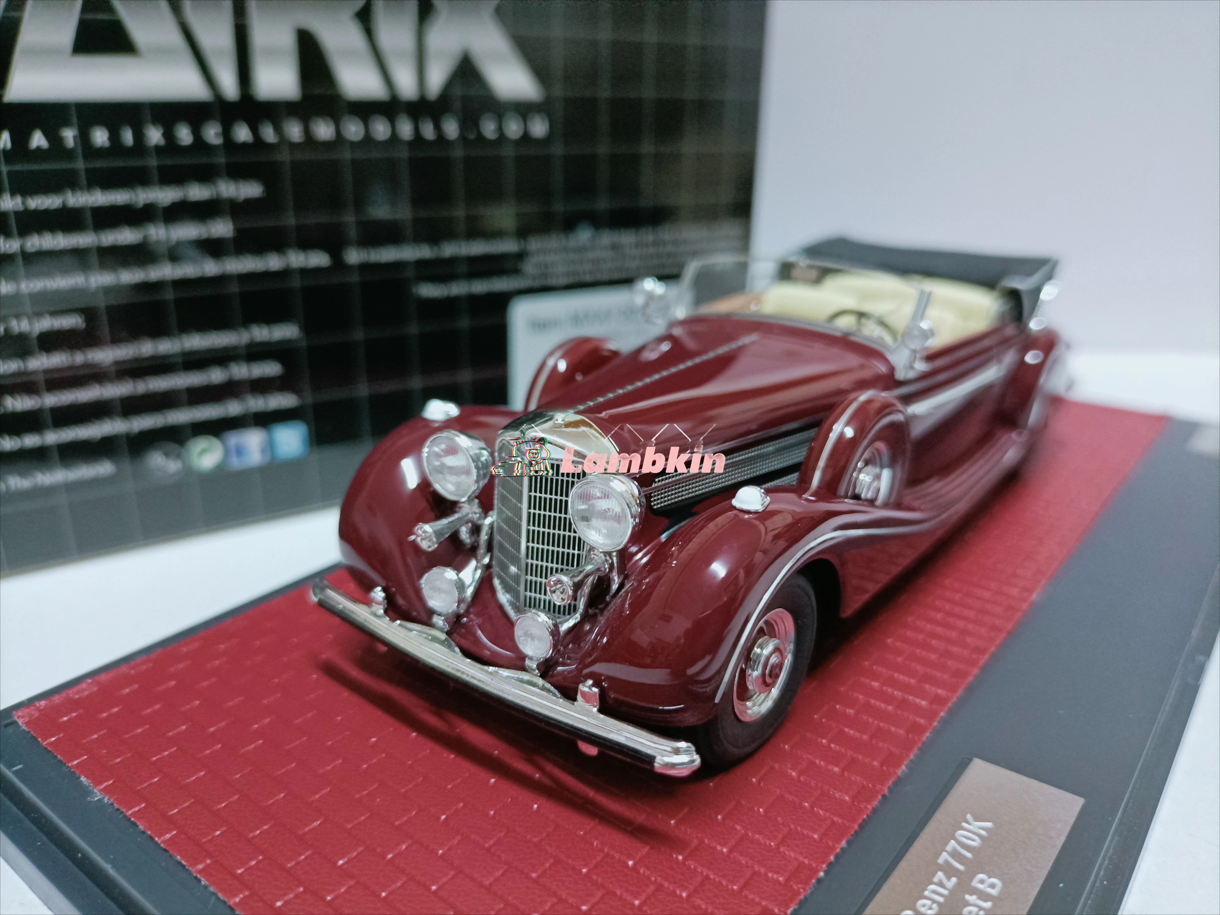 Matrix 1/43 benz-770K W150 B 1939 red open top luxury sedan model Collectible Miniature