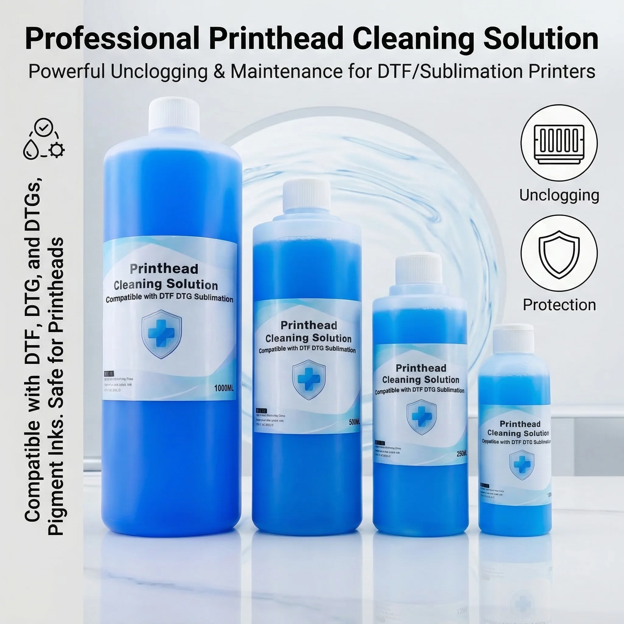 DTF DTG Printer Cleaning Liquid Cleaner Unclog Printhead Nozzle Clean Solution for Epson Canon HP Brother Print Head Flush Kit