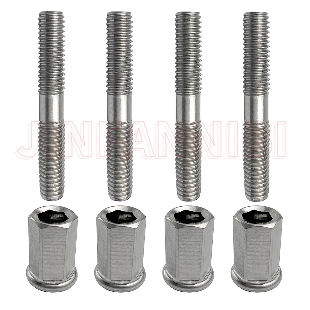 Titanium  Alloy Exhaust Stud Bolt & Nuts 90116-06541-00 For Yamaha Raptor 660R YFM660R 2001 2002 2003 2004 2005