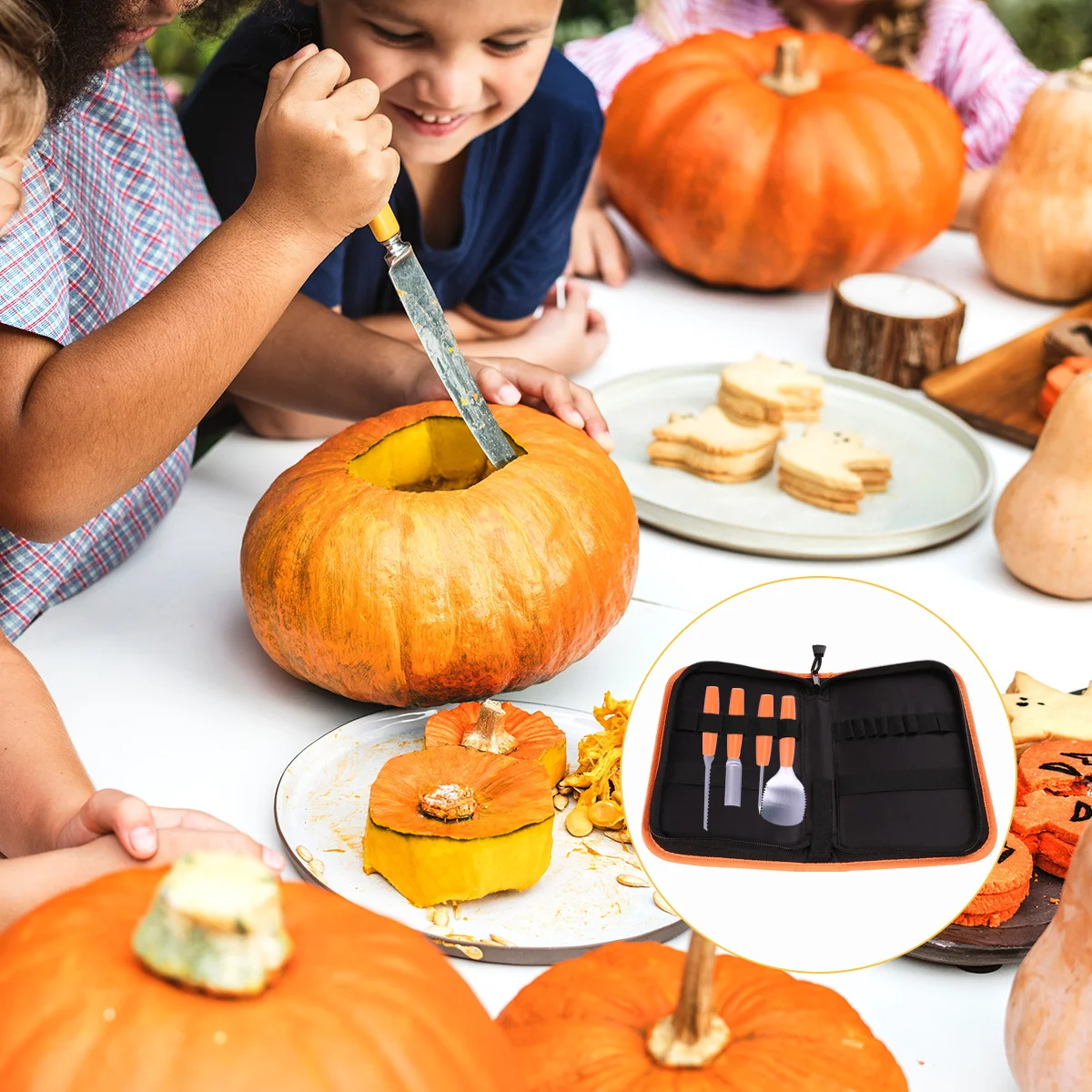 

1pc Tool Organizer Bag 13 Compartments For Halloween Carving Tools Storage Eco-Friendly Durable Pumpkin Carving Kit Pouch