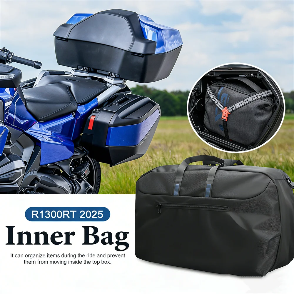 

Аксессуары для мотоциклов BMW R1300RT: внутренние сумки, набор инструментов, боковые кофры, набор сумок-кофров для сиденья.