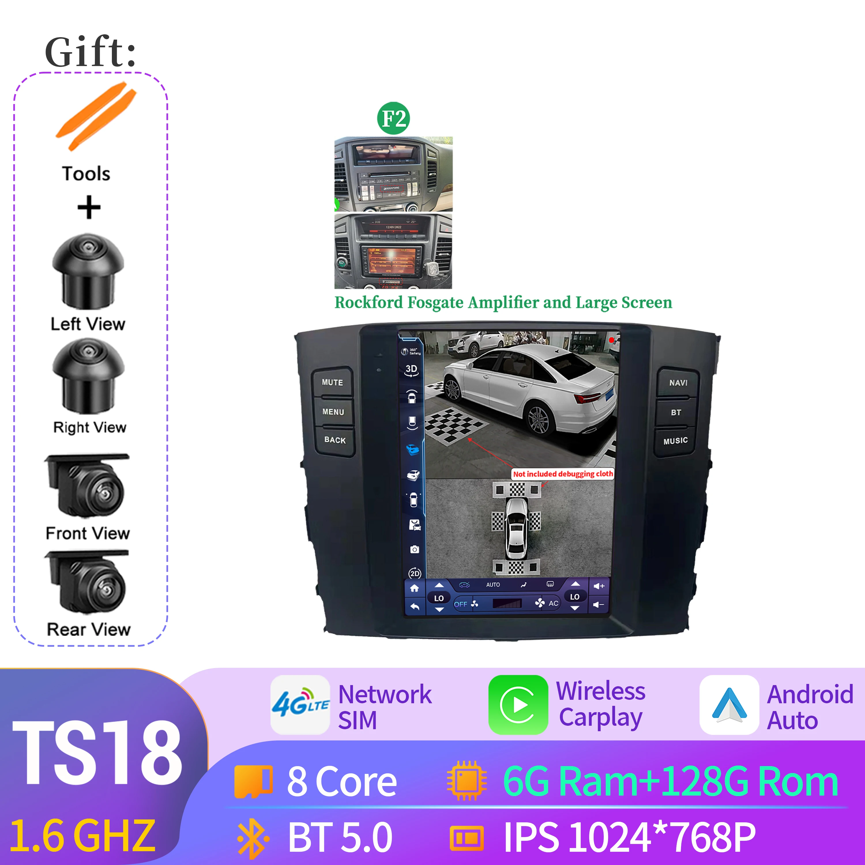 9.7 "Voor Mitsubishi Pajero 4 V80 V90 2006-2014 Autoradio Navigatie Voor Auto Multimedia Speler Navigatie Android 14 QLED Scherm