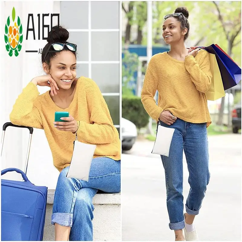 

A16R-10Pack Makeup Bags Sublimation Blank Pencil Bags With Wristband For DIY Craft Zipper Pencil Bags White 8.3 X 5.1 In