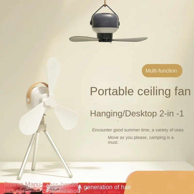 Portable wireless mini ceiling fan light USB fan with remote control, stand, night light, home, outdoor, camping, New Year gifts view 3