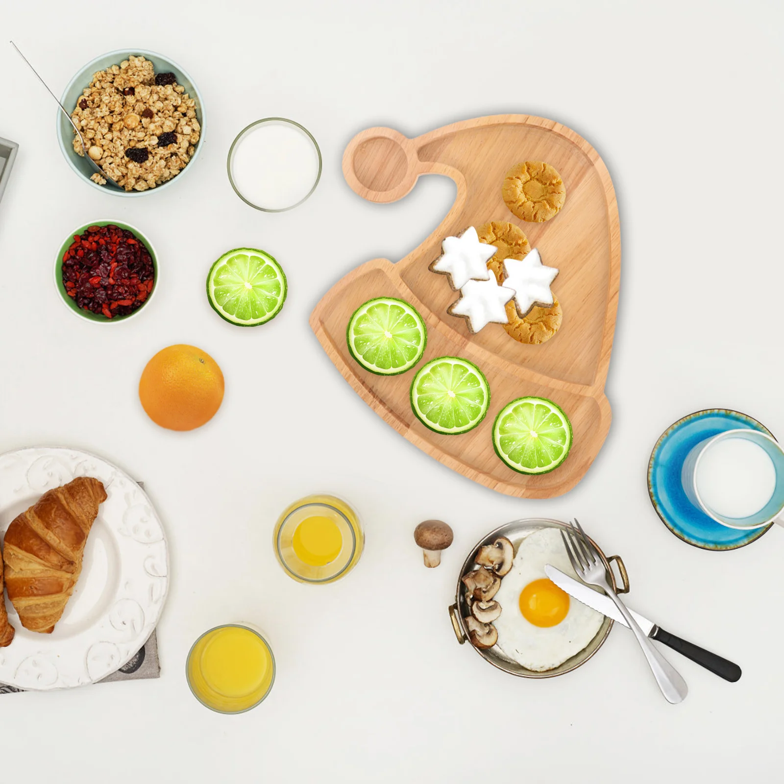 

Christmas Hat Wooden Tray Cartoon Style Wooden Serving Plate Food Snack Storage Decorative Tray Christmas Wood Serving Plate