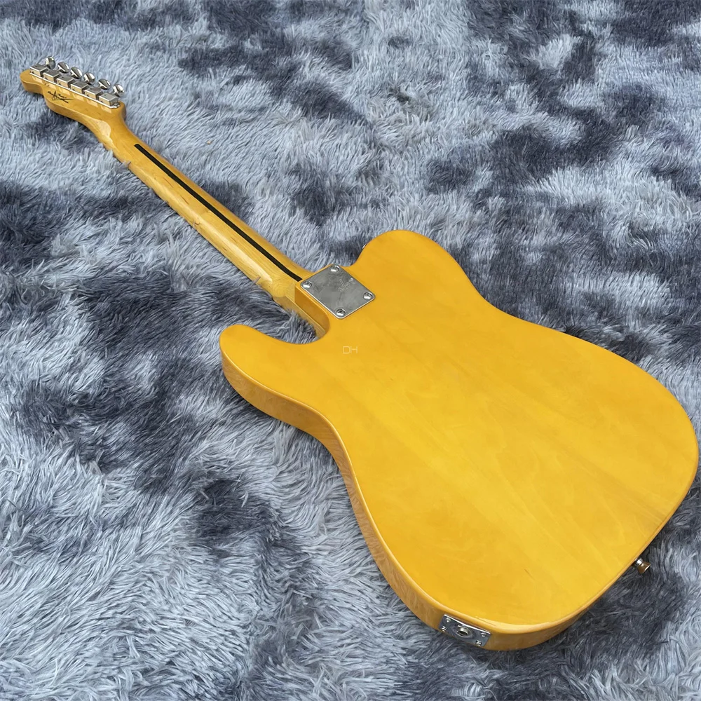 High quality TL electric guitar Yellow body Maple headstock Black pickguard Color can be customized