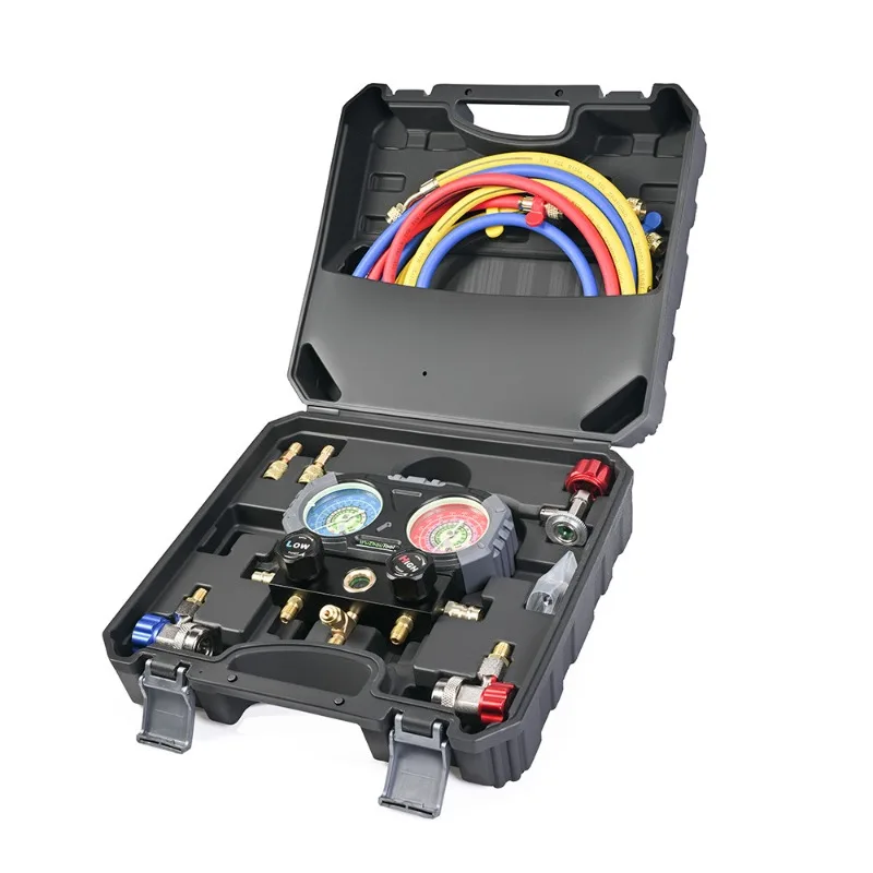 Luminous anti-collision refrigerant pressure gauge R134a/R-410A fluoride gauge double gauge valve set